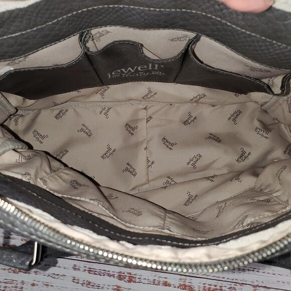 Jewel Gray Large Zip Slouchy Satchel Purse Dual Handle & Strap Shoulder Bag - Picture 6 of 14